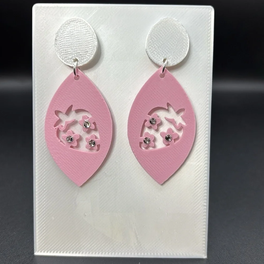 Pink Strawberry Rhinestone‎ Earrings